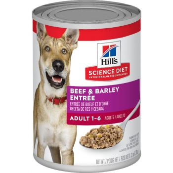 Hill's Science Diet Adult Canned Dog Food, Beef & Barley Entrée, 13.1 oz
