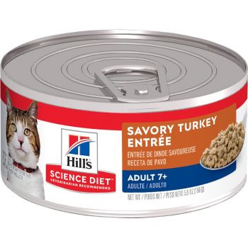 Hill's Science Diet Senior 7+ Canned Cat Food, Savory Turkey Entrée, 5.5 oz