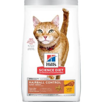 Hill's Science Diet Adult Hairball Control Light Dry Cat Food, Chicken Recipe, 15.5 lb Bag