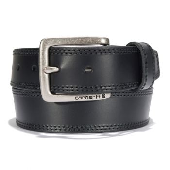 Carhartt Leather Engraved Buckle Belt Black with Nickel Roller Finish