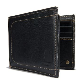 Carhartt Pebble Leather Passcase Wallet, Black