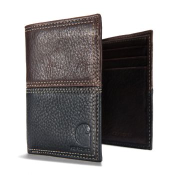 Carhartt Leather Rugged Two-Tone Trifold Wallet, Brown & Black