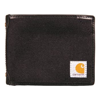 Carhartt Canvas  Leather Trim Passcase Wallet, Black