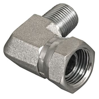 Style 1501 3/8" Male Pipe Thread x 3/8" Female Pipe Thread 90° Swivel Hydraulic Adapter (Packaged)