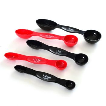 Measuring Spoons W/Magnet, Set Of 5, Red/Black