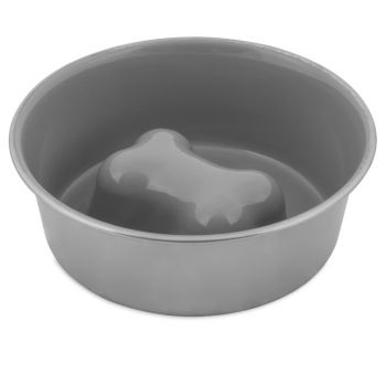 Petmate Slow Feed Stainless Steel Bowl, 4 Cups