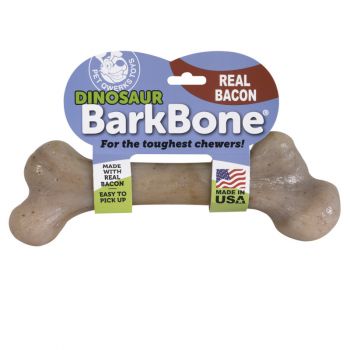 Pet Qwerks Bacon Dinosaur BarkBone Nylon Dog Chew Toy, XXX Large