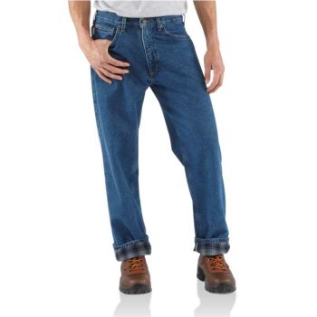 Men's Relaxed-Fit Straight-Leg Jean / Flannel-Lined – Darkstone