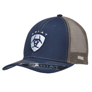 Navy/White Shield Logo w/ Tan Snap Back Cap
