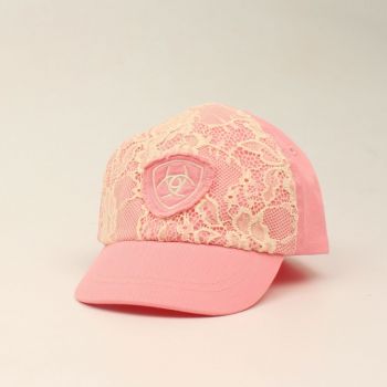 Infant Light Pink Ivory Lace Ball Cap