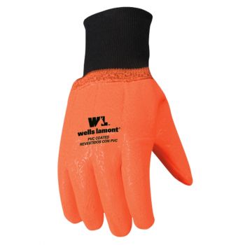 Chemical Resistant Cold Weather Work Gloves, PVC Coated, High Visibility, One Size (Wells Lamont 164)