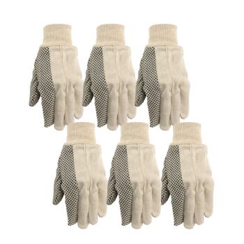 6 Pair Pack Cotton Work Gloves with Grip Dots, One Size (Wells Lamont 309K)