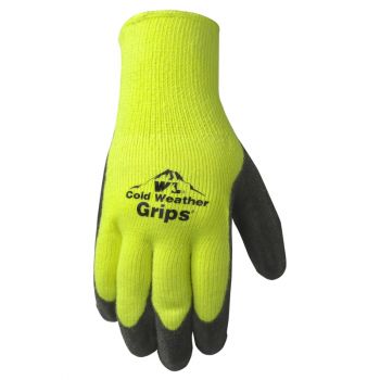 Men's Cold Weather Hi Viz Work Gloves, Heavyweight Knit Shell, Latex Coating (Wells Lamont 571Y)