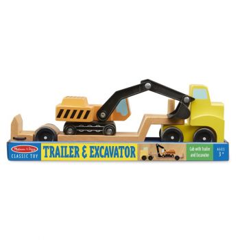 Trailer & Excavator Wooden Vehicles Play Set