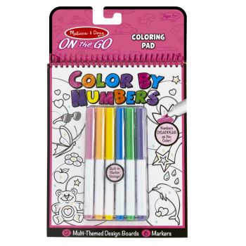 On the Go Color by Numbers Kids' Design Boards With 6 Markers - Unicorns, Ballet, Kittens, and More