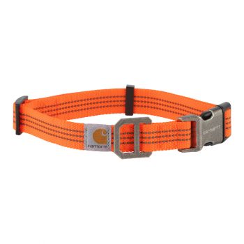Carhartt Dog Collar, Hunter Orange / Brushed Nickel, Medium