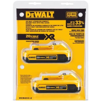 DEWALT 20V MAX Compact XR Lithium Ion Battery 2 pack