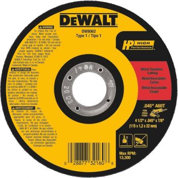 DEWALT 4-1/2 X 0.045 x 7/8 Metal Thin Cut