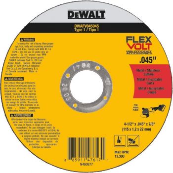 DEWALT 4-1/2 In. x .045 In. x 7/8 In. T1 FLEXVOLT Cutting Wheel
