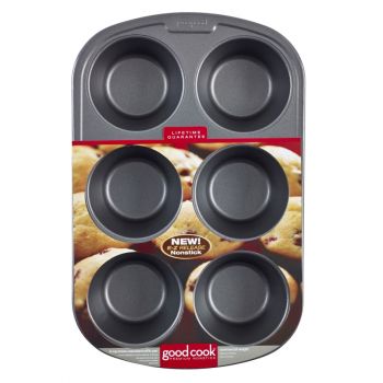 GoodCook Non Stick Steel Texas Muffin Pan, 6 Cup
