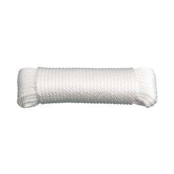 Nylon Rope, Solid Braid, White, 3/16”x100’