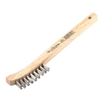 Scratch Brush with Curved Handle, Stainless, 2 x 9 Rows