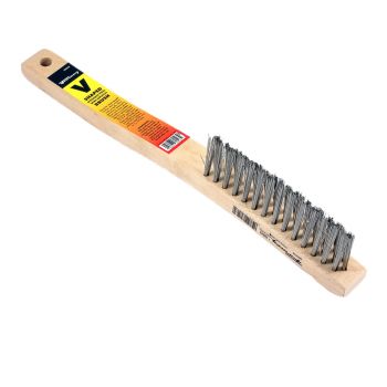 Scratch Brush, V-Groove, Stainless, 3 x 19 Rows