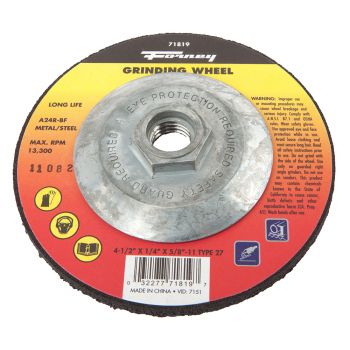 Grinding Wheel, Metal, Type 27, 4-1/2" x 1/4" x 5/8"-11