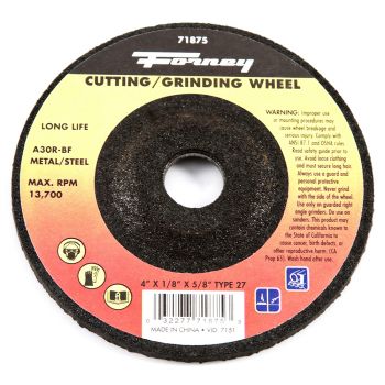 Grinding Wheel, Metal, Type 27, 4" x 1/8" x 5/8"