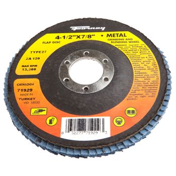 Flap Disc, Type 27, 4-1/2" x 7/8", ZA120