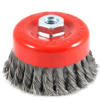 Cup Brush Knotted, 4" x .020" x 5/8"-11 Arbor