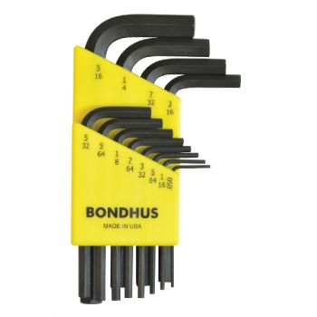 Bondhus Set 12 Hex L-Wrenches .050-5/16" - Short