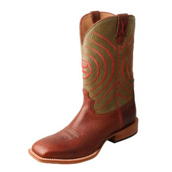 Twisted X Men's Hooey Brown and Olive Square Toe Boots, 8.5D