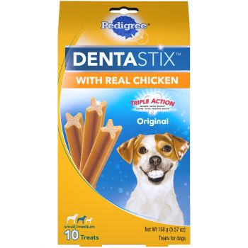 Pedigree Dentastix Original Small/Medium Dog Treats with Real Chicken 10 ct Box