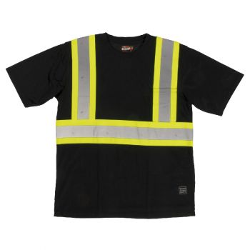 Tough Duck Short Sleeve Safety T-Shirt w/Pocket, Black, M