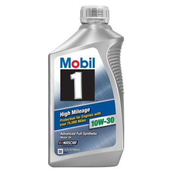 Mobil 1 High Mileage Full Synthetic Motor Oil 10W-30, 1 Qt.