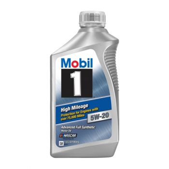 Mobil 1 High Mileage Full Synthetic Motor Oil 5W-20, 1 Qt.