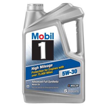 Mobil 1 High Mileage Full Synthetic Motor Oil 5W-30, 5 Qt.