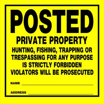 Posted Sign, Property, 11 in. x 11 in.
