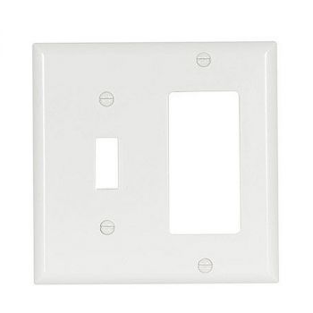 Eaton Standard 2-Gang Combination (1-Toggle and 1- Decorator) Wallplate, White