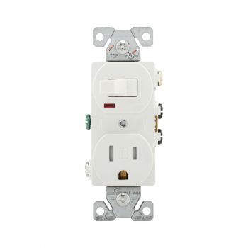 Eaton Combination Single Pole Swith with 15A Duplex Receptacle, White