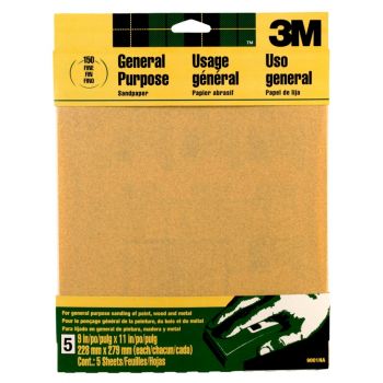 3M™ Aluminum Oxide Fine Grit Sandpaper, 9” x 11”