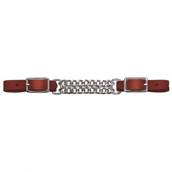 Bridle Leather 4-1/2" Double Flat Link Chain Curb Strap, Rich Brown