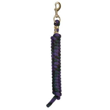 Poly Lead Rope with a Solid Brass 225 Snap, Purple/Hunter Green/Black
