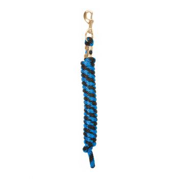 Poly Lead Rope with a Solid Brass 225 Snap, Cornflower Blue/Black