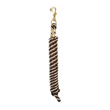 Poly Lead Rope with a Solid Brass 225 Snap, Black/Brown/Tan