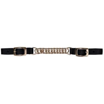 Nylon Curb Strap with 4-1/2" Flat Link Chain, Black