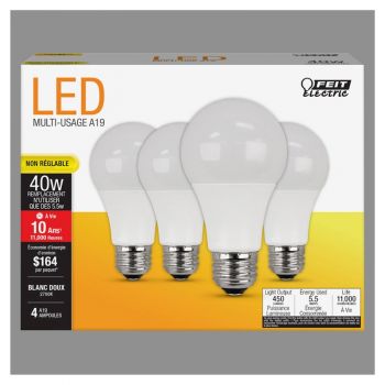 LED Bulb 5.5 Watt Non-Dim 40W EQ 27K 4pk
