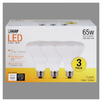 LED Bulb BR30 8.5 Watt Non-Dim LED 65W 3pk