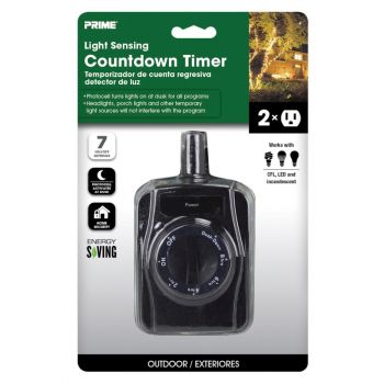 Prime 2 Outlet Light Sensing Countdown Timer